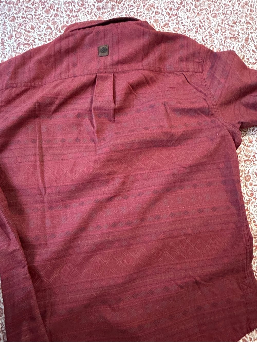 Men's Red Patterned Button-Up Jacket - Picture 7 of 10